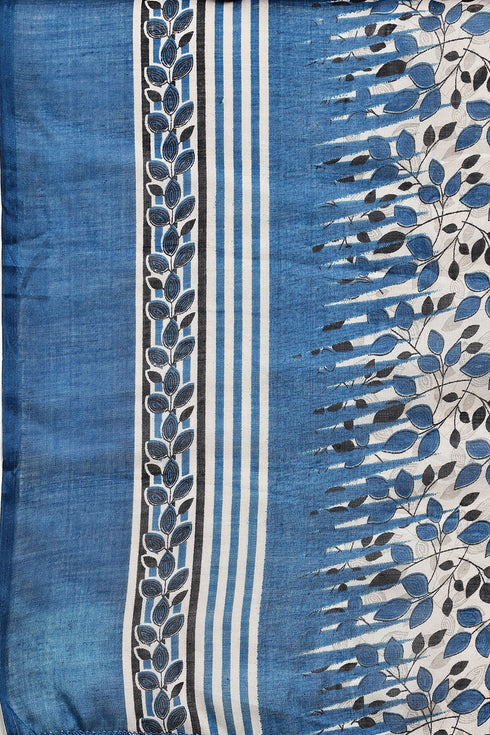 Blue Cotton Blend Printed Plus Size Ready to Wear Patiala Salwar Suit