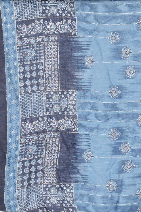 White Cotton Blend Printed Ready to Wear Patiala Salwar Suit