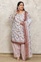 White Cotton Blend Printed Plus Size Ready to Wear Patiala Salwar Suit