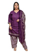 Purple Cotton Blend Printed Plus Size Ready to Wear Patiala Salwar Suit