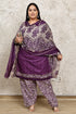 Purple Cotton Blend Printed Plus Size Ready to Wear Patiala Salwar Suit