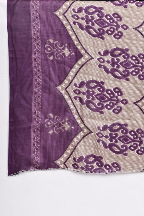 Purple Cotton Blend Printed Ready to Wear Patiala Salwar Suit