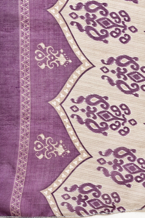 Purple Cotton Blend Printed Plus Size Ready to Wear Patiala Salwar Suit