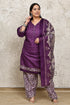 Purple Cotton Blend Printed Plus Size Ready to Wear Patiala Salwar Suit