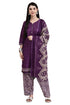 Purple Cotton Blend Printed Ready to Wear Patiala Salwar Suit