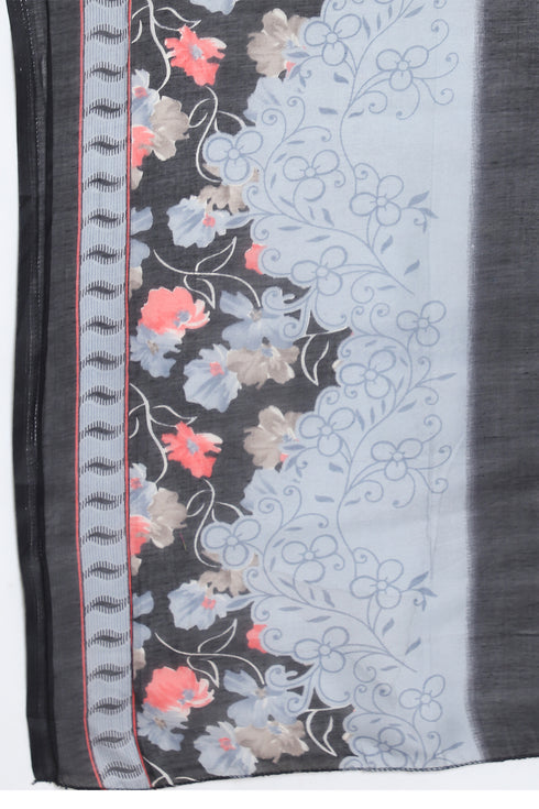Black Cotton Blend Printed Ready to Wear Patiala Salwar Suit