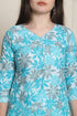 Turquoise & White Cotton Blend Printed Ready to Wear Patiala Salwar Suit