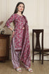 Wine Cotton Blend Printed Ready to Wear Patiala Salwar Suit