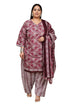Wine Cotton Blend Printed Plus Size Ready to Wear Patiala Salwar Suit