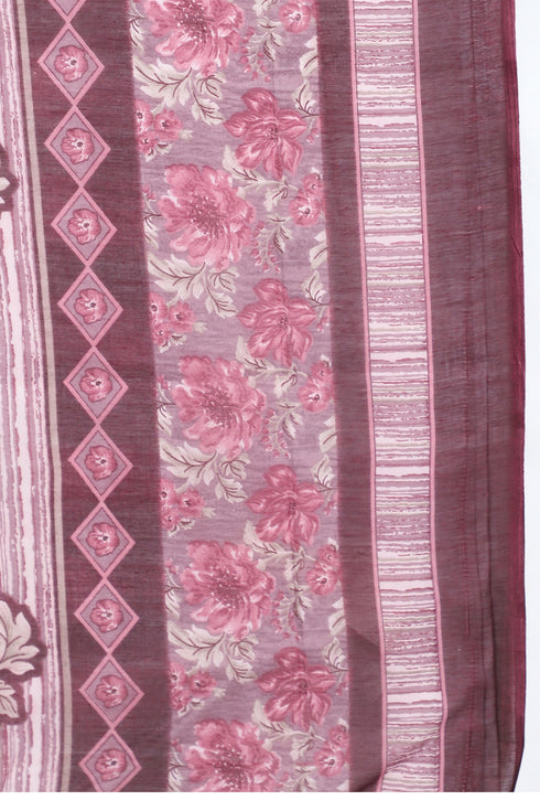 Wine Cotton Blend Printed Ready to Wear Patiala Salwar Suit