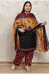 Black Cotton Blend Printed Plus Size Ready to Wear Patiala Salwar Suit