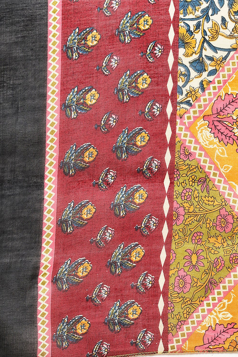 Black Cotton Blend Printed Plus Size Ready to Wear Patiala Salwar Suit