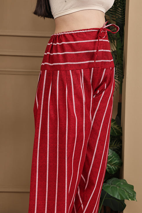 Red Cotton Blend Printed Ready to Wear Patiala Salwar Suit