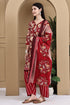 Red Cotton Blend Printed Ready to Wear Patiala Salwar Suit