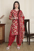 Red Cotton Blend Printed Ready to Wear Patiala Salwar Suit