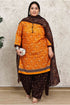Orange Cotton Blend Printed Plus Size Ready to Wear Patiala Salwar Suit