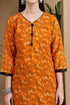Orange Cotton Blend Printed Ready to Wear Patiala Salwar Suit
