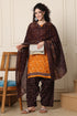 Orange Cotton Blend Printed Ready to Wear Patiala Salwar Suit