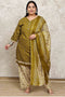 Green Cotton Blend Printed Plus Size Ready to Wear Patiala Salwar Suit