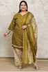 Green Cotton Blend Printed Plus Size Ready to Wear Patiala Salwar Suit