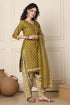 Green Cotton Blend Printed Ready to Wear Patiala Salwar Suit