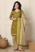 Green Cotton Blend Printed Ready to Wear Patiala Salwar Suit