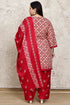 Beige & Pink Cotton Blend Printed Plus Size Ready to Wear Patiala Salwar Suit