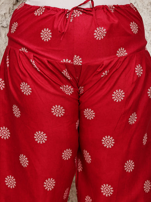 Beige & Pink Cotton Blend Printed Plus Size Ready to Wear Patiala Salwar Suit