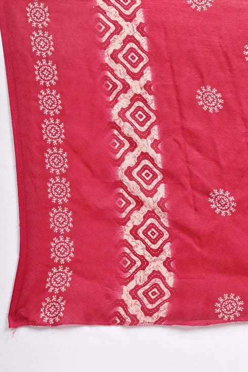 Beige & Pink Cotton Blend Printed Ready to Wear Patiala Salwar Suit