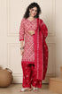 Beige & Pink Cotton Blend Printed Ready to Wear Patiala Salwar Suit