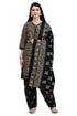 Beige & Black Cotton Blend Printed Ready to Wear Patiala Salwar Suit