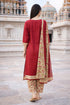 Maroon Cotton Blend Printed Ready to Wear Patiala Salwar Suit