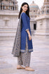Blue Cotton Blend Printed Ready to Wear Patiala Salwar Suit