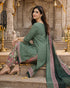 Olive Green Cotton Blend Printed Ready to Wear Patiala Salwar Suit