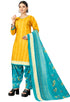 Mustard Cotton Blend Printed Readymade Patiala Salwar Suit