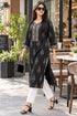 Black Pure Cotton Ikat Printed Kurta For Women