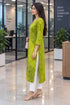 Parrot Green Pure Cotton Bandhej Printed Kurti
