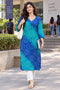 Blue Pure Cotton Bandhej Printed Kurti