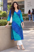 Blue Pure Cotton Bandhej Printed Kurti