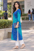Blue Pure Cotton Bandhej Printed Kurti