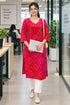 Pink & Red Pure Cotton Bandhej Printed Kurti