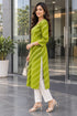 Parrot Green Pure Cotton Ikat Printed Kurta For Women