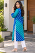 Blue Pure Cotton Ikat Printed Kurta For Women