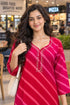 Pink & Red Pure Cotton Ikat Printed Kurta For Women