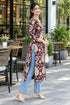 Wine Pure Cotton Ikat Printed Kurta For Women
