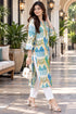 Blue & Beige Pure Cotton Ikat Printed Kurta For Women