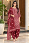 Maroon Cotton Blend Printed Ready to Wear Patiala Salwar Suit