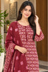 Maroon Cotton Blend Printed Ready to Wear Patiala Salwar Suit