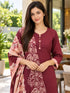 Maroon Cotton Blend Printed Ready to Wear Patiala Salwar Suit