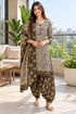 Beige Cotton Blend Printed Ready to Wear Patiala Salwar Suit